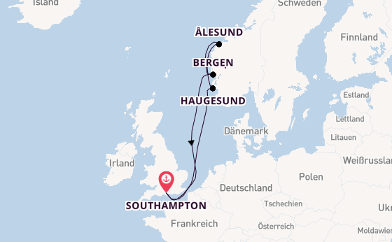 Norwegen ab Southampton, Großbritannien auf der Celebrity Apex