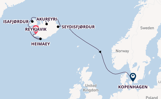 Arctica vanaf Reykjavik, IJsland met de Azamara Quest
