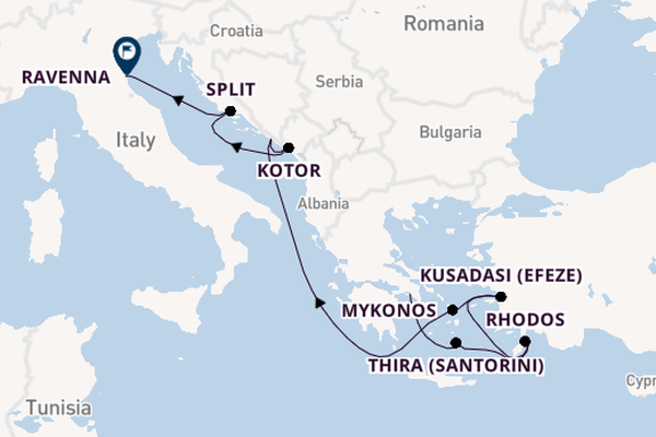 Oostelijke Middellandse Zee vanaf Athene (Piraeus), Griekenland met de Celebrity Eclipse