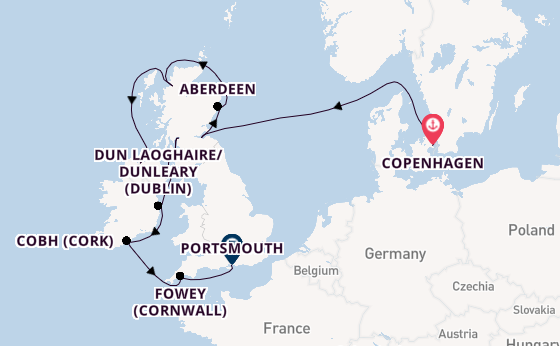 British Isles from Copenhagen, Denmark with the Azamara Quest
