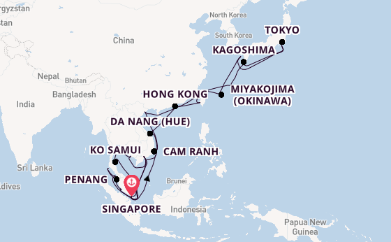 South East Asia from Singapore, Singapore with the Sapphire Princess