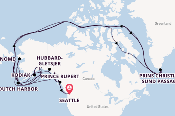 Alaska vanaf Seattle, Verenigde Staten met de Noordam