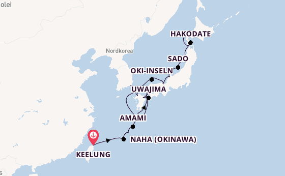 Japan ab Keelung, Taiwan auf der HANSEATIC spirit