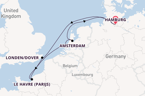 Engeland vanaf Hamburg, Duitsland met de Costa Favolosa