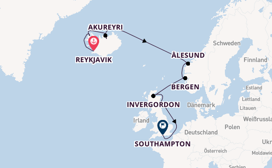Vereinigtes Königreich ab Reykjavik, Island auf der Norwegian Star