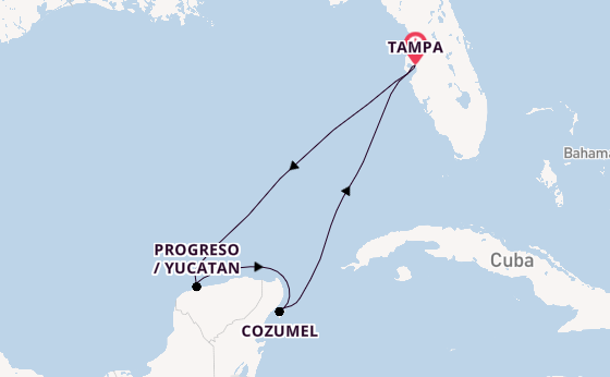 Western Caribbean from Tampa, Florida, USA with the Radiance of the Seas