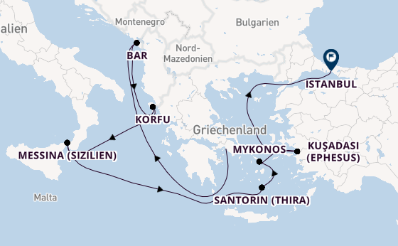 Östliches Mittelmeer ab Piräus (Athen), Griechenland auf der Sun Princess