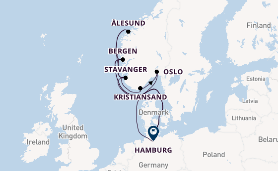 Noorwegen vanaf Kiel, Duitsland met AIDAnova