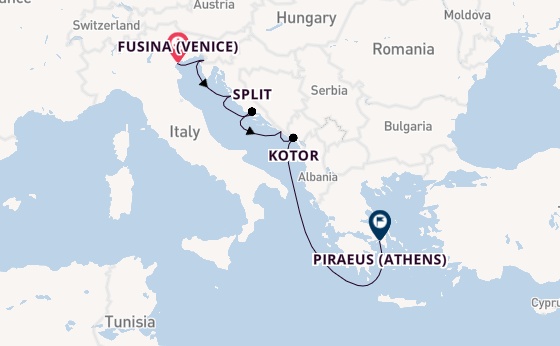 Eastern Mediterranean from Fusina (Venice) with the Azamara Onward