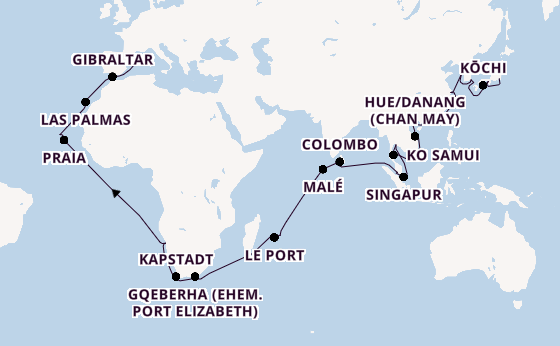 Südostasien ab Yokohama auf der Mein Schiff 6