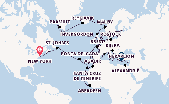 trans-Atlantisch vanaf New York, Verenigde Staten met de Seven Seas Mariner