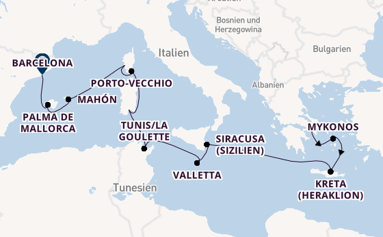 Mittelmeer ab Piräus (Athen), Griechenland auf der Azamara Journey