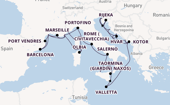 Mediterranean Sea from Dubrovnik, Croatia with the Seabourn Ovation 