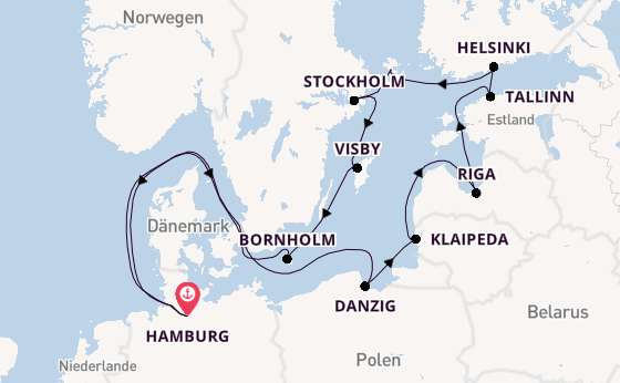 Europa ab Hamburg auf der MS Hamburg