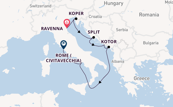 Mediterranean from Ravenna, Italy with the Brilliance of the Seas