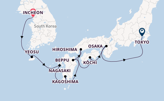 Japan from Incheon, South Korea with the Seven Seas Splendor