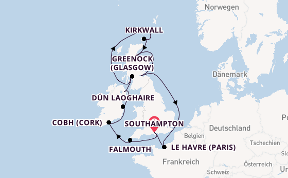 Britische Inseln ab Southampton, Großbritannien auf der Majestic Princess