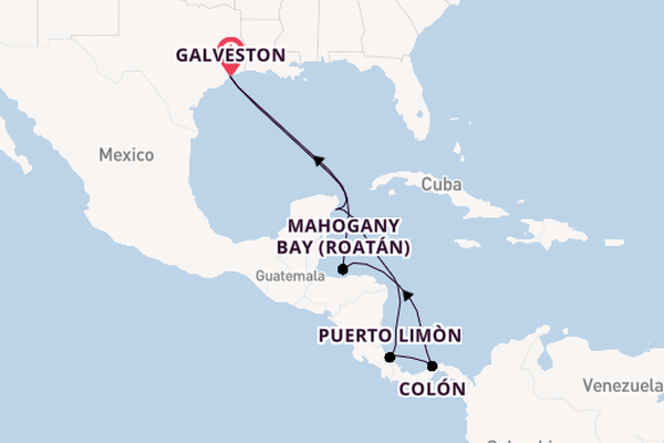 Central America from Galveston, Texas, USA with the Carnival Spirit