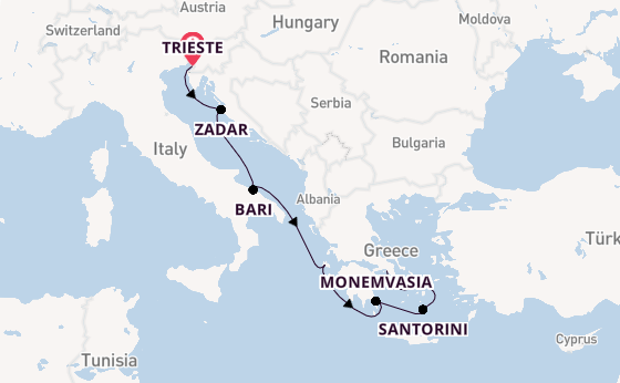 Eastern Mediterranean from Trieste, Italy with the Seven Seas Prestige