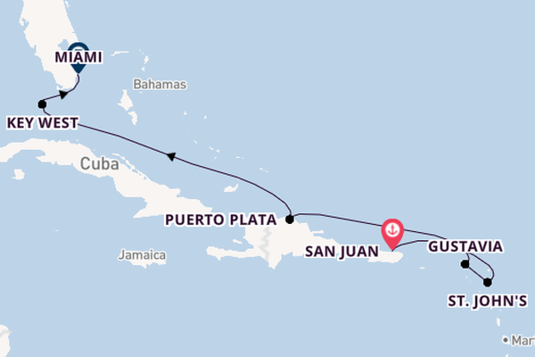 Caribbean vanaf San Juan, Puerto Rico met de EXPLORA II