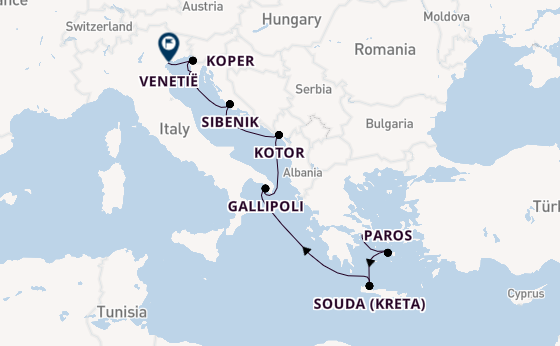 Oostelijke Middellandse Zee vanaf Athene (Piraeus), Griekenland met de Silver Dawn