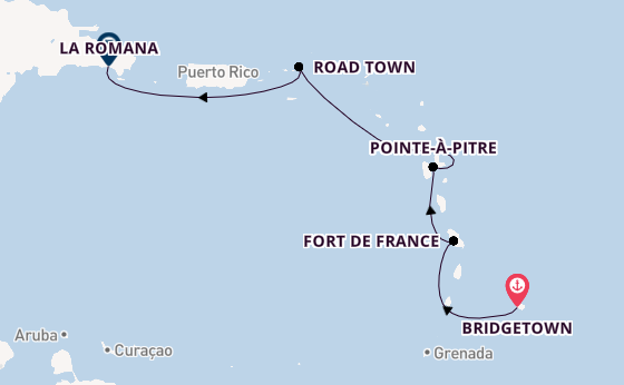 Caribbean vanaf Bridgetown, Barbados met de MSC Opera