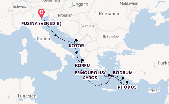 Östliches Mittelmeer ab Fusina (Venedig) auf der EXPLORA II