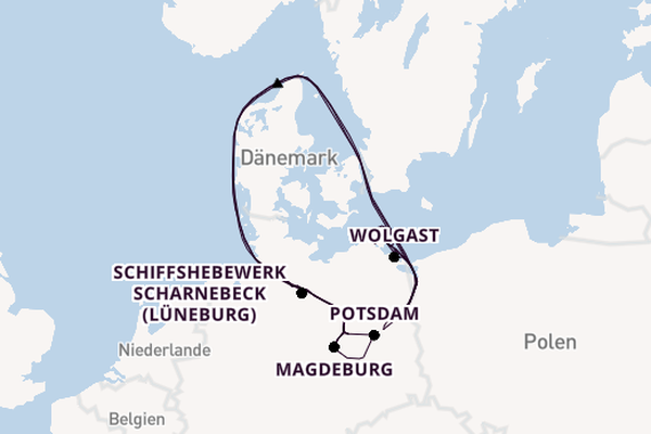 Elbe ab Stralsund, Deutschland auf der VIVA RUBY