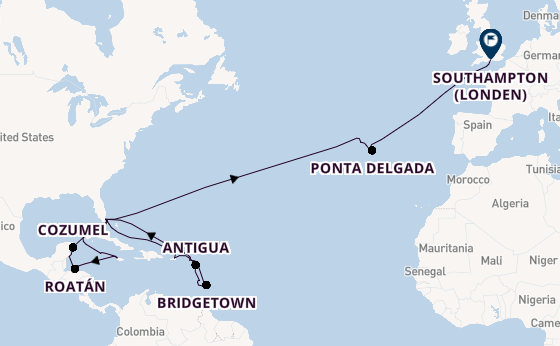 trans-Atlantisch vanaf Miami, Verenigde Staten met de Queen Elizabeth