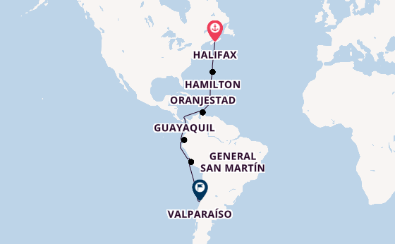 Zuid-Amerika vanaf Halifax, Canada met de Seabourn Pursuit