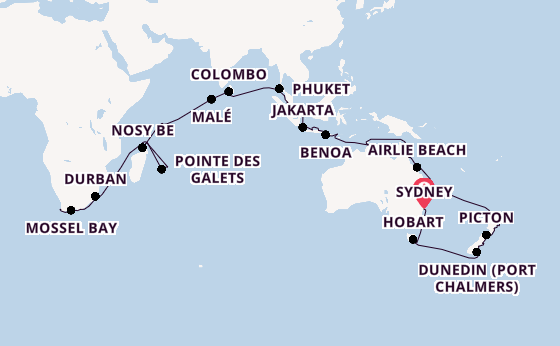 South East Asia from Sydney, Australia with the Seven Seas Mariner