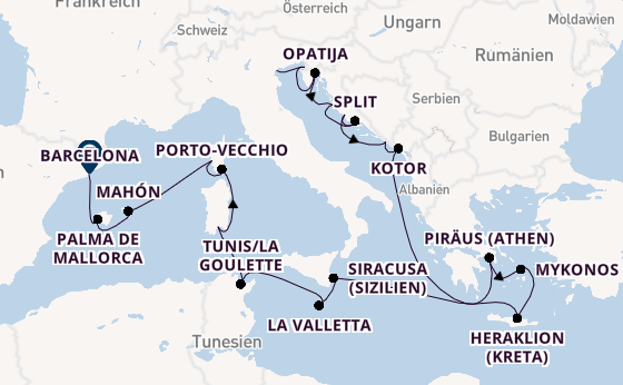 Mittelmeer ab Fusina (Venedig) auf der Azamara Journey