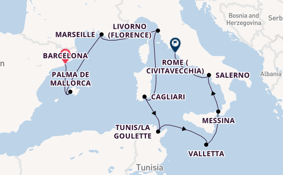 Western Mediterranean from Barcelona, Spain with the Norwegian Dawn