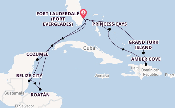 Caribbean from Fort Lauderdale (Port Everglades), Florida, USA with the Regal Princess