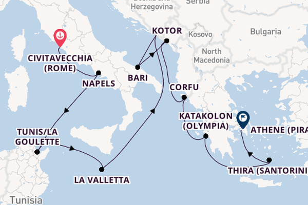 Middellandse Zee vanaf Civitavecchia (Rome), Italië met de Seven Seas Mariner