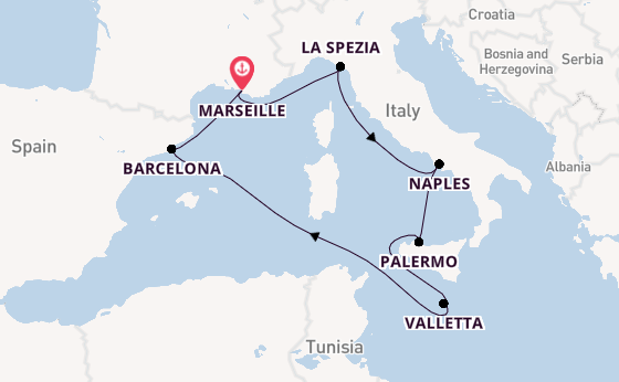 Western Mediterranean from Marseille, France with the MSC Seaview