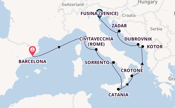 Middellandse Zee vanaf Barcelona, Spanje met de Azamara Journey