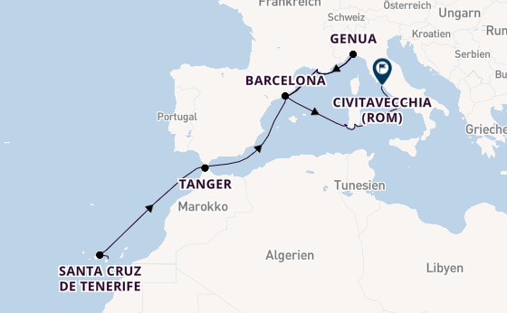 Westliches Mittelmeer ab Las Palmas, Gran Canaria auf der Costa Smeralda
