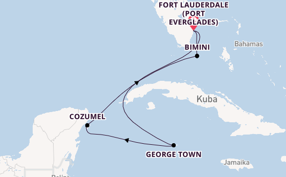 Karibik ab Fort Lauderdale (Port Everglades), USA auf der Celebrity Silhouette