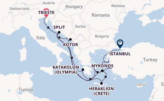 Eastern Mediterranean from Trieste, Italy with the Seven Seas Voyager