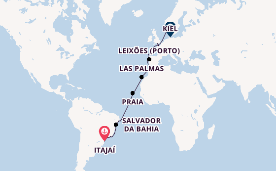 Transatlantik ab Itajaí, Brasilien auf der Costa Diadema