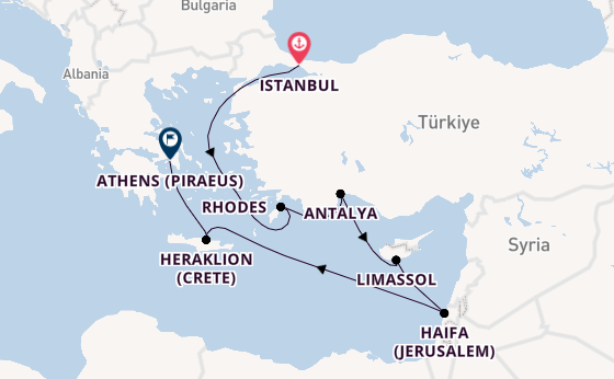 Eastern Mediterranean from Istanbul, Turkey with the Allura