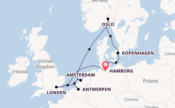 Engeland vanaf Hamburg, Duitsland met de HANSEATIC nature