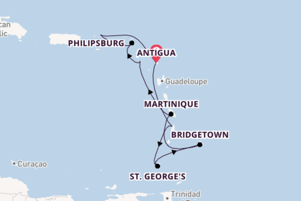 Southern Caribbean from Antigua, Antigua and Barbuda with the Arvia