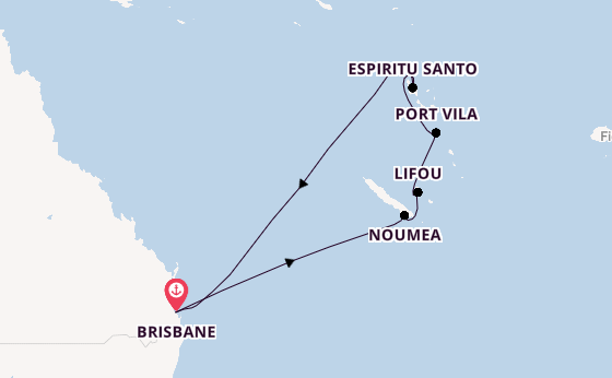 Südsee ab Brisbane, Australien auf der Carnival Encounter