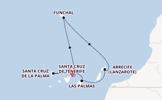 Kanarische Inseln ab Santa Cruz de Tenerife, Spanien auf der Costa Smeralda