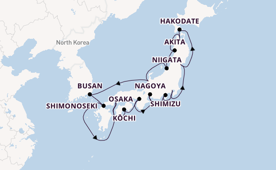 Japan from Tokyo, Japan with the Norwegian Jade