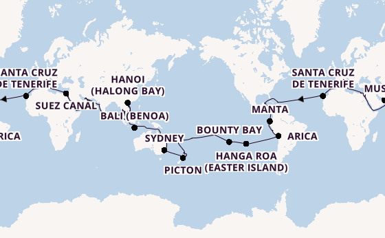 Round-the-World Trip from Genoa, Italy with the MSC Magnifica