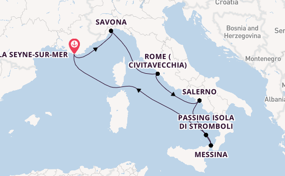 Western Mediterranean from La Seyne-sur-Mer, France with the Costa Fascinosa
