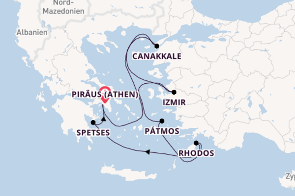 Spannende Kreuzfahrt über Rhodos nach Piräus (Athen)
